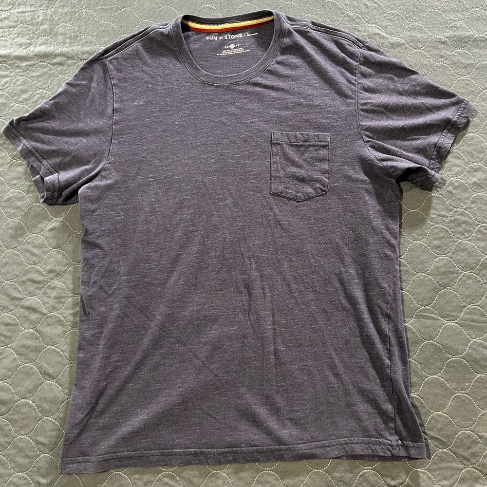 Sun + Stone Charcoal/Purple Crew Neck Tee